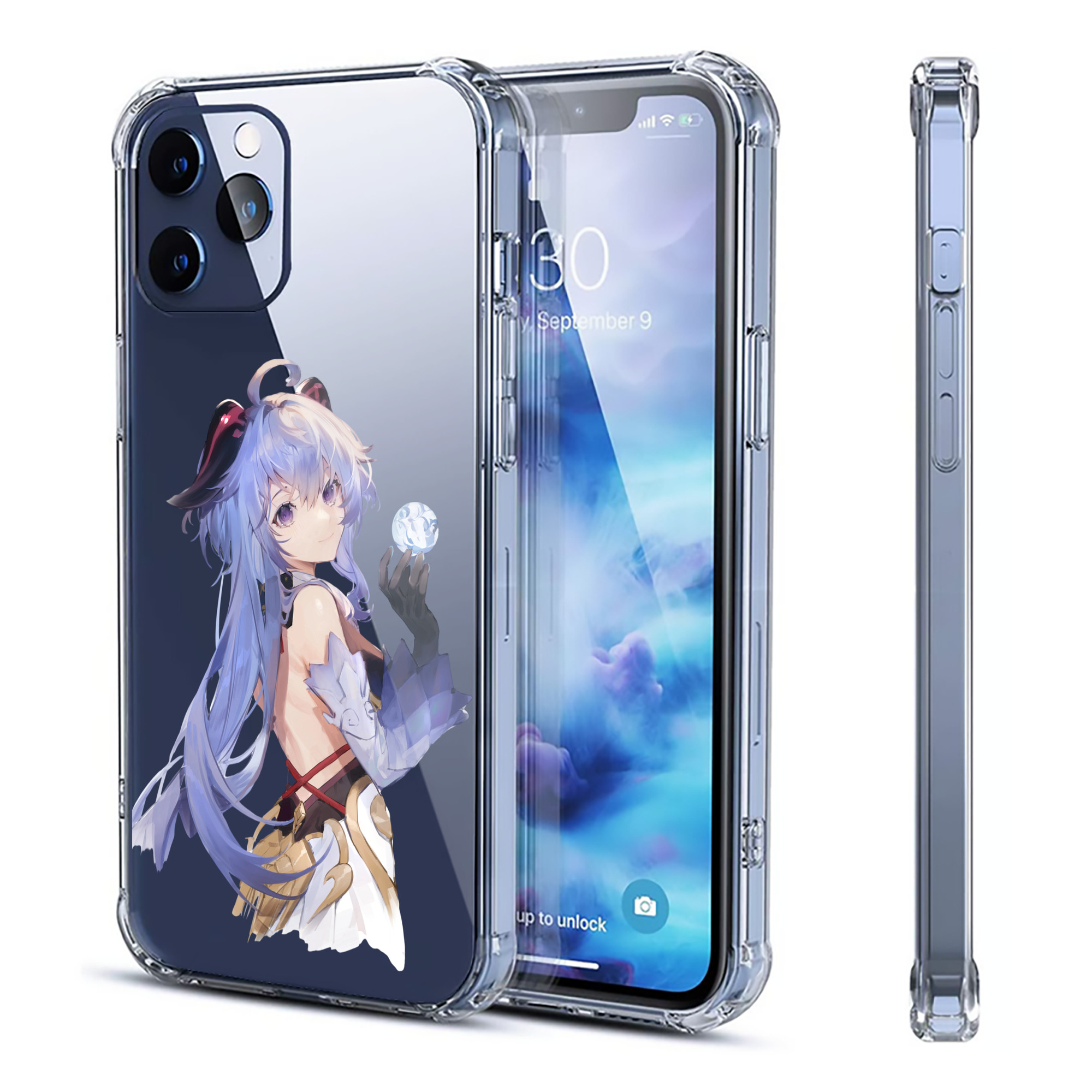 げんし神 甘雨 かんう genshin Ganyu 【iPhone 12シリーズ対応】透明スマホケース（クリアソフトケース）